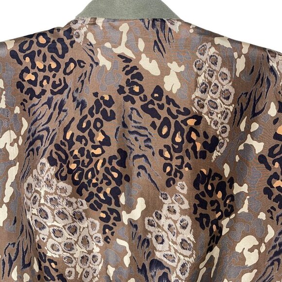 FUDA International Vintage Womens Bomber Jacket Size Medium Silk Animal Print - Picture 7 of 13